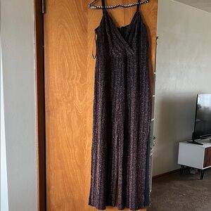 Metallic Black Glitter Jumpsuit with Spaghetti Straps